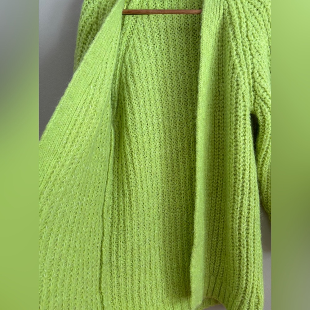 Zara neon Lime Green Open-Front Cardigan size medium - Picture 4 of 6